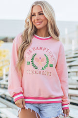 Pink Embroidered Tennis Club Sweatshirt