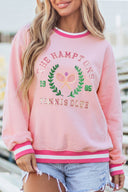 Pink Embroidered Tennis Club Sweatshirt
