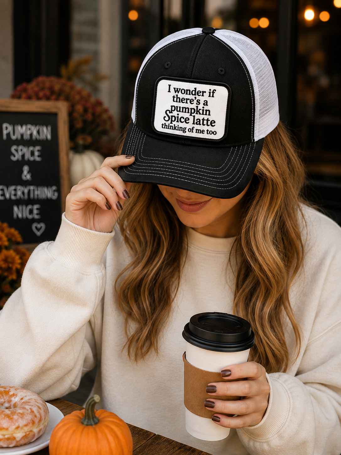 I Wonder Pumpkin Spice Trucker Hat