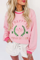 Pink Embroidered Tennis Club Sweatshirt